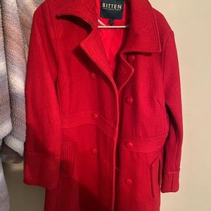 Sarah Jessica Parker Red Long Wool Coat